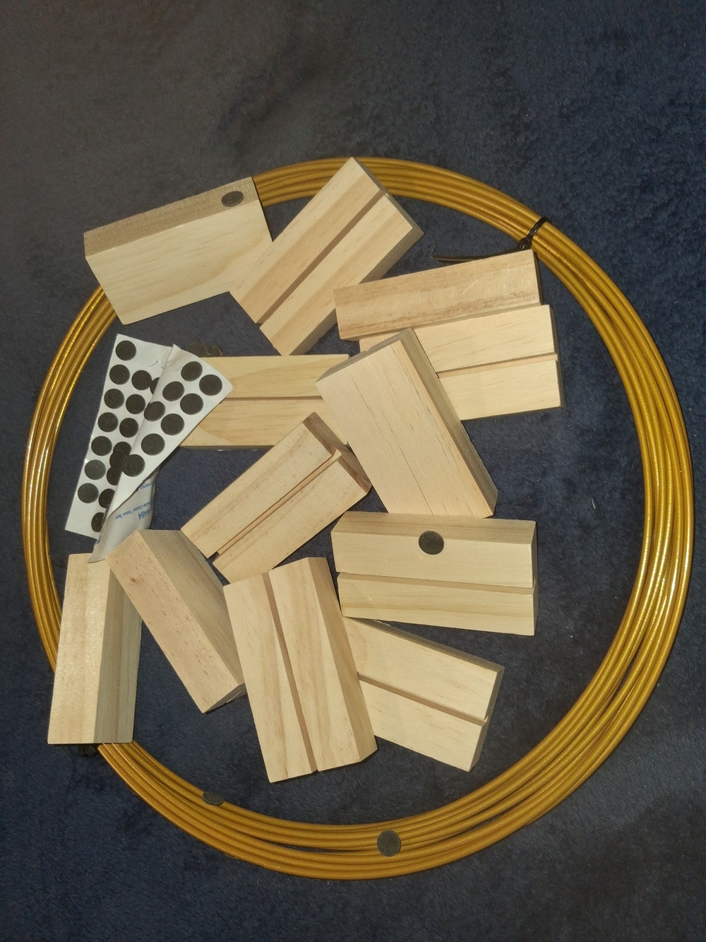 Gold Metal Hoop with Natural Wood Blocks DIY Wreath Kit